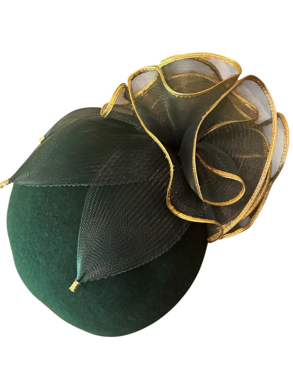 Vintage F&M Hat Co. Emerald Green 100% Wool Fascinator - WPL 4384 Made in USA - Picture 8 of 9
